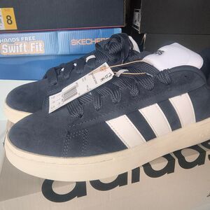 Adidas Grand Court Alpha 00s – Navy Suede / White Stripes
